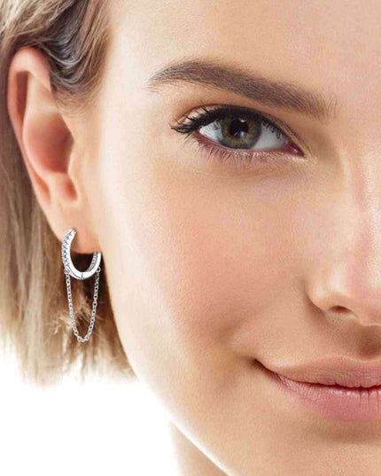 Sophisticated Charm: Lab-Grown Diamond Sterling Silver Huggie Earrings - A Modern Classic