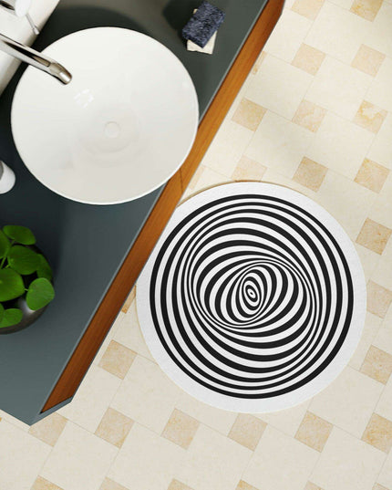 Personalized Optical Illusion Round Bath Mat - Unique Abstract Design for Stylish Bathroom Decor