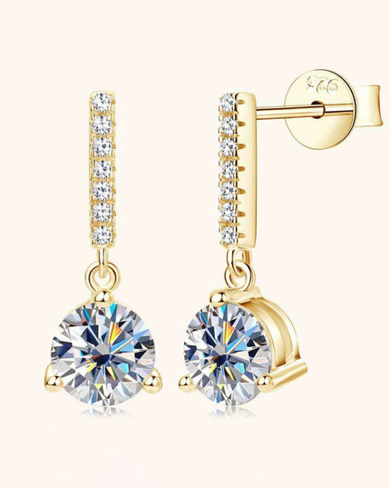 2 Carat Lab-Grown Diamond Sterling Silver Drop Earrings with Zircon Details - Luxurious Elegance