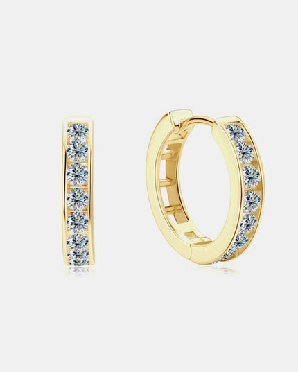 Personalized Sterling Silver Huggie Earrings with Sparkling Lab-Diamond Accents