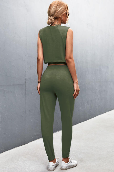 Chic Sleeveless Top and Joggers Set