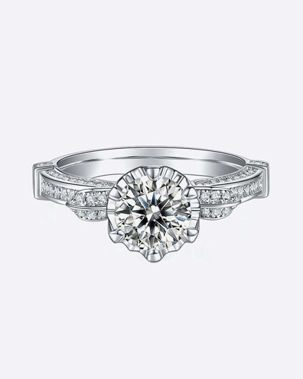 Elegant Certified Sterling Silver Ring with Lab Grown Diamond and Moissanite Accents