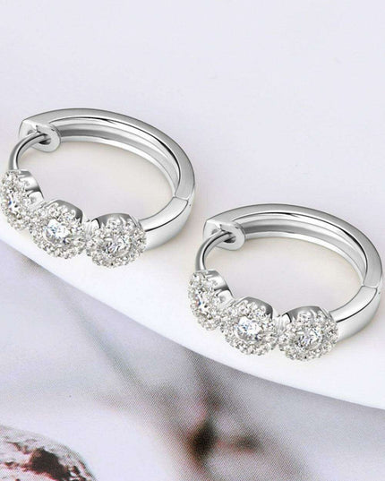 Timeless Elegance: Sterling Silver Huggie Earrings with Radiant Lab-Diamonds
