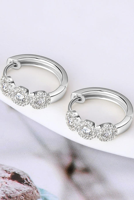 Lab-Diamond Sterling Silver Huggie Earrings with Zircon Accents - Sophisticated Sparkle and Timeless Beauty