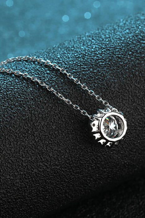Floral Moissanite Flower Pendant Necklace with Sterling Silver Chain
