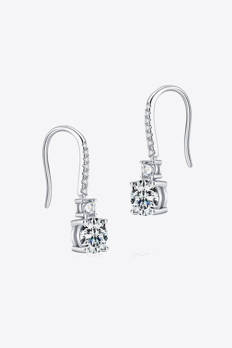 Ethereal Sterling Silver Drop Earrings with 2 Carat Lab-Diamond - Classic Elegance