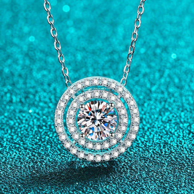 Sterling Silver Moissanite Necklace with Zircon Accents - A Timeless Treasure