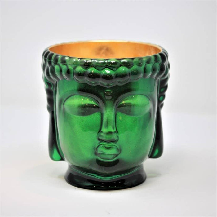 24K Pure Gold-Lined Green Emerald Glass Buddha Candle - Luxurious Scent and Exquisite Design