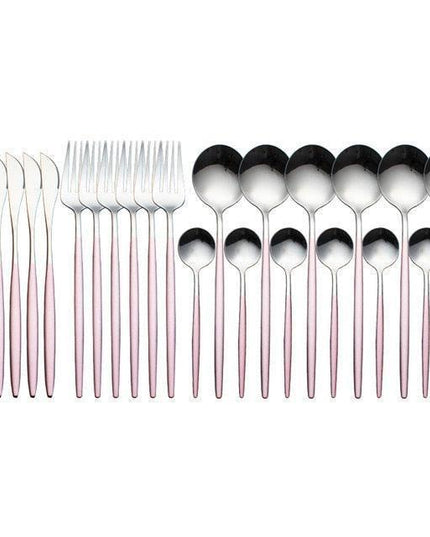 Sophisticated 24-Piece Stainless Steel Cutlery Set with Elegant Storage Case for Upscale Dining
