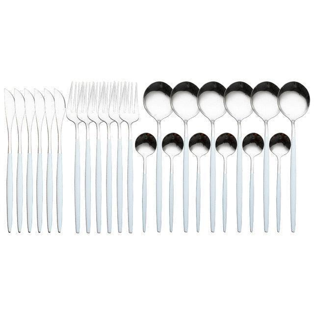 Luxurious 24-Piece Stainless Steel Cutlery Set in Exquisite Gift Packaging