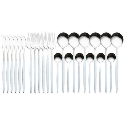 Elegant 24-Piece Stainless Steel Flatware Set with Stylish Storage Case