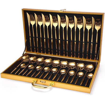 Luxurious 24-Piece Stainless Steel Cutlery Set in Exquisite Gift Packaging