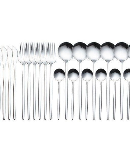 Sophisticated 24-Piece Stainless Steel Cutlery Set with Elegant Storage Case for Upscale Dining