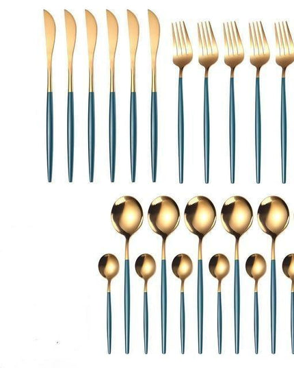 Sophisticated 24-Piece Stainless Steel Cutlery Set with Elegant Storage Case for Upscale Dining