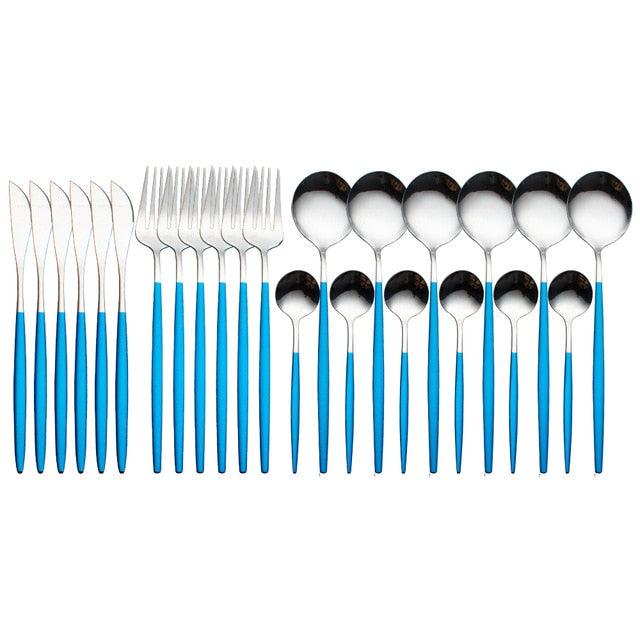 Refined Elegance: 24-Piece Stainless Steel Flatware Set with Exquisite Box