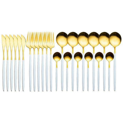 Luxurious 24-Piece Stainless Steel Cutlery Set in Exquisite Gift Packaging