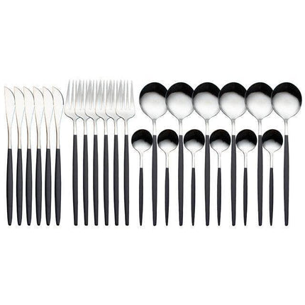 Sophisticated 24-Piece Stainless Steel Cutlery Set with Elegant Storage Case for Upscale Dining