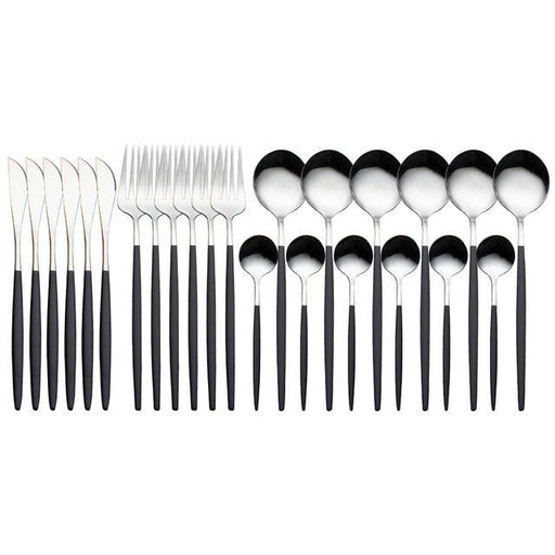 Elegant Dining Essential: Complete 24-Piece Stainless Steel Cutlery Set with Stylish Storage Box