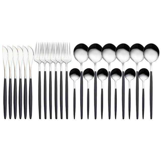 Luxurious Dining Experience: 24-Piece Stainless Steel Flatware Set with Deluxe Box