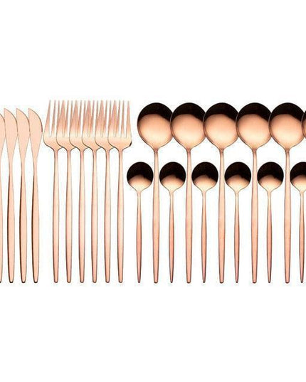 Sophisticated 24-Piece Stainless Steel Cutlery Set with Elegant Storage Case for Upscale Dining