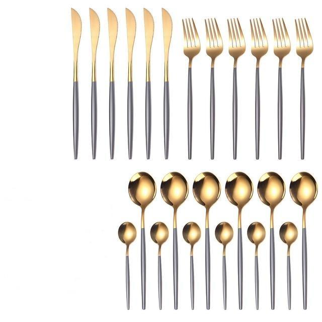 Refined Elegance: 24-Piece Stainless Steel Flatware Set with Exquisite Box