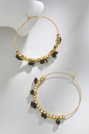 Turquoise Stainless Steel Hoop Earrings-Trendsi-Black-One Size-Très Elite