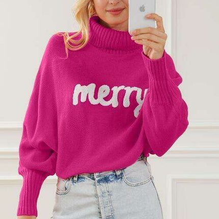 Festive Cozy Knit Turtleneck Sweater