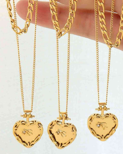 Charming Dual-Layered Titanium Heart Pendant Necklace