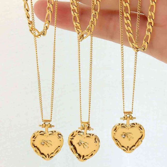 Charming Dual-Layered Titanium Heart Pendant Necklace