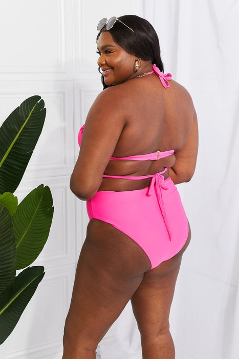 Pink Twist Front Halter Bikini Set by Marina West Swim for Summer Fun