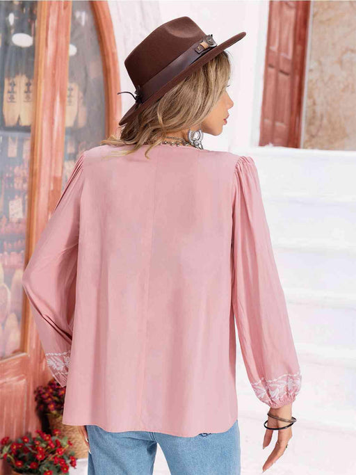 Ethereal Blooms Chiffon Blouse with Billowy Sleeves
