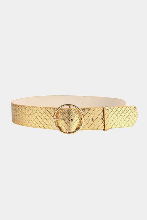 Sophisticated Circle Buckle Belt in Premium PU Leather with Unique Design
