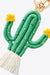 Desert-Inspired Cactus Keychain with Boho Bead Trim and Fringed Detail
