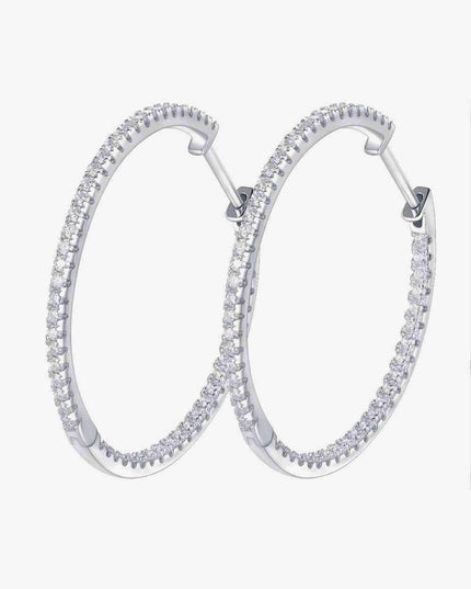 Chic Moissanite-Studded Sterling Silver Hoop Earrings