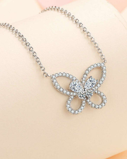 Elegant Lab-Diamond Butterfly Pendant Necklace