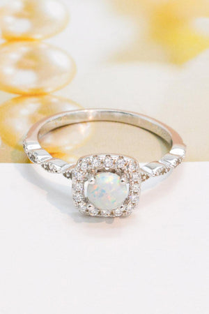 925 Sterling Silver Inlaid Opal Ring-Trendsi-Silver-5-Très Elite