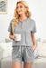 Quarter Button Top and Shorts Lounge Set in Polyester Blend
