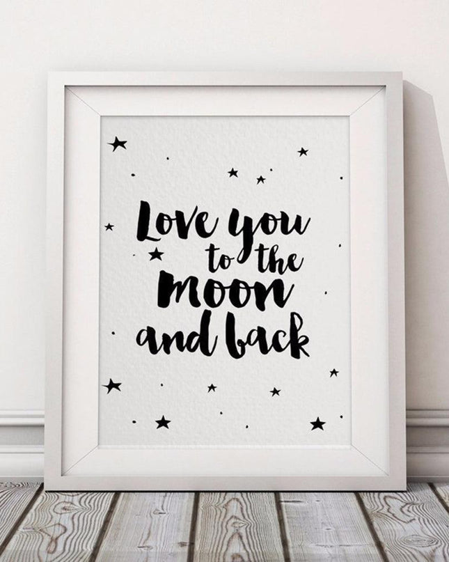 Celestial Romance Frameless Wall Art - "Love You to The Moon" Sustainable Home Decor - Chic Sophistication for Your Space