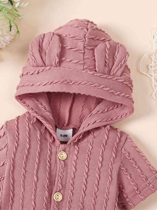 Cozy Button-Up Hooded Jumpsuit with Playful Ears