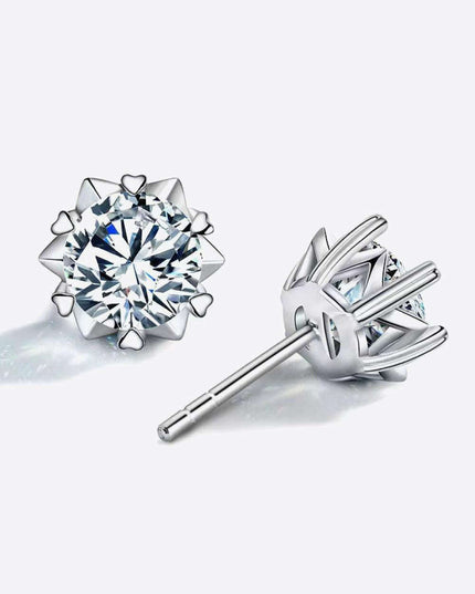 Radiant 4 Carat Moissanite Stud Earrings in Sterling Silver