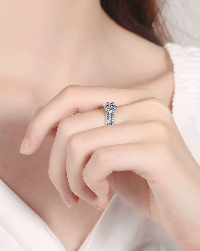 Sophisticated Moissanite and Zircon Embellished Lab-Created Diamond Silver Ring Collection
