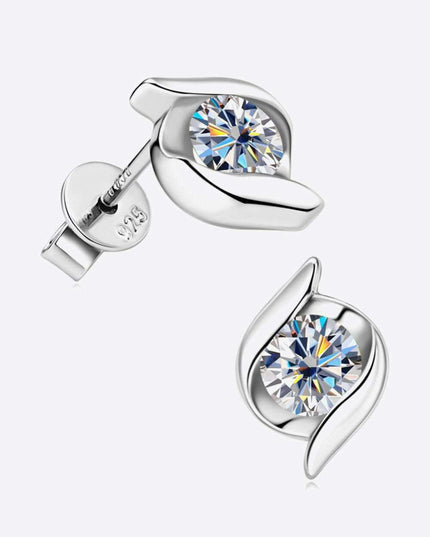 1 Carat Elegant Moissanite Earrings in Sterling Silver - Platinum/Gold-Plated Gift Set