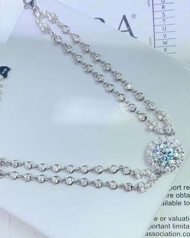 Elegant Two-Tier Lab-Created Diamond Bracelet with Radiant Zircon Details