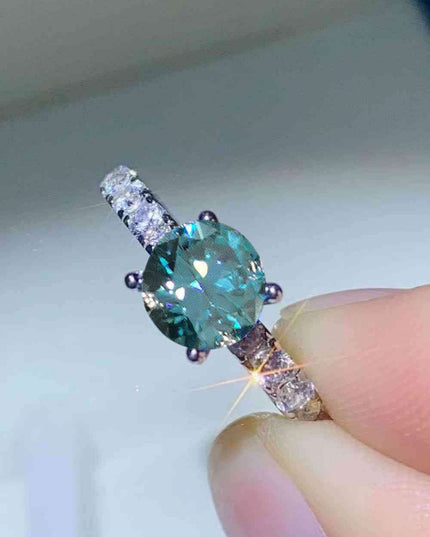 Luxurious Platinum Moissanite Ring with Zircon Sparkle