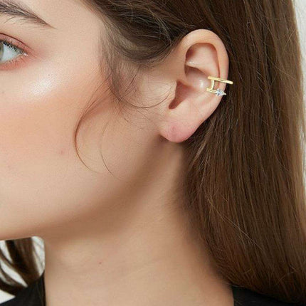 Elegant Moissanite Silver Cuff Earrings - Timeless Luxury with Warranty