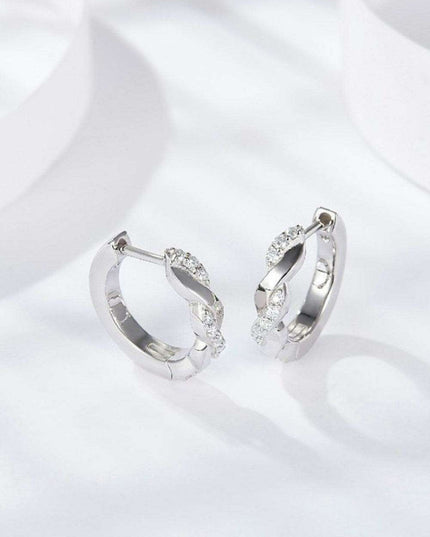 Elegant Twisted Moissanite Silver Earrings with Platinum Finish