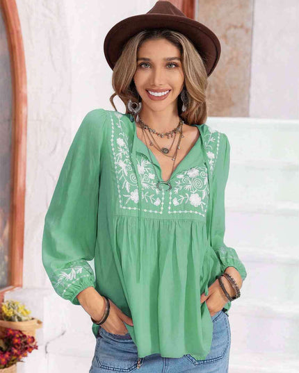 Whimsical Floral Chiffon Blouse with Elegant Balloon Sleeves