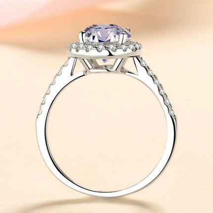 Contemporary Sterling Silver Lab-Grown Diamond Ring with Zircon Accents - A Touch of Elegance
