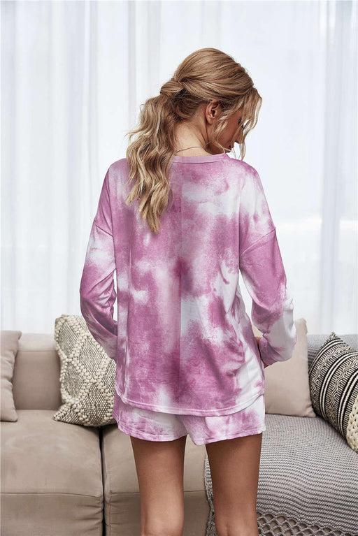 Trendy Tie-Dye Lounge Set with Coordinated Top and Shorts for Casual Comfort