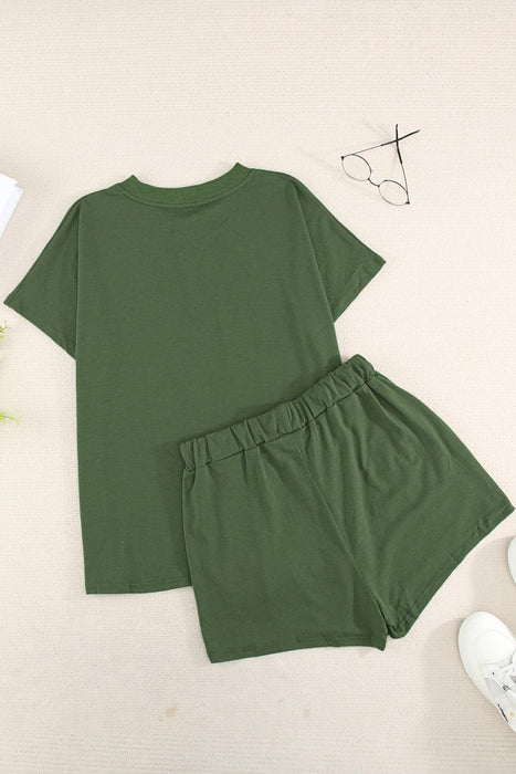 Cozy Lounge Set with Quarter Button Top and Shorts